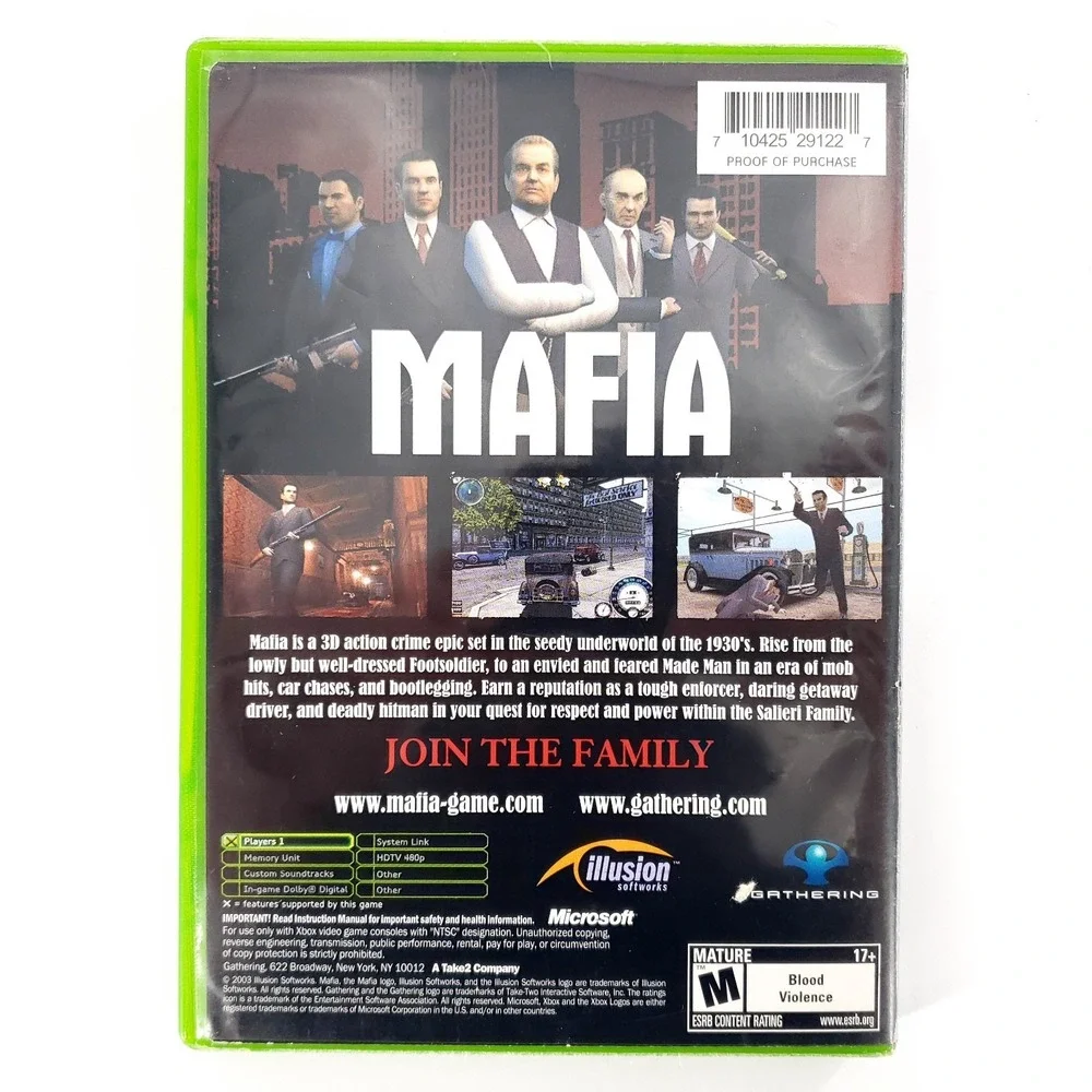 Mafia (Microsoft Xbox, 2004) Complete w/ Manual Poster & Reg Card Tested & Works